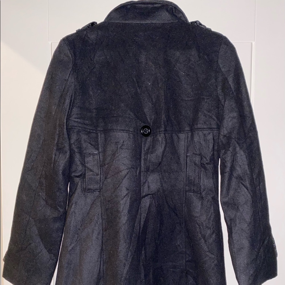 Taxi Wool‎ Blend VTG Black High Neck Raincoat Jacket Sz M Quiet Luxury Old Money - Picture 5 of 7